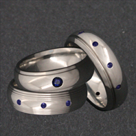 Titanium Rings with Blue Sapphires